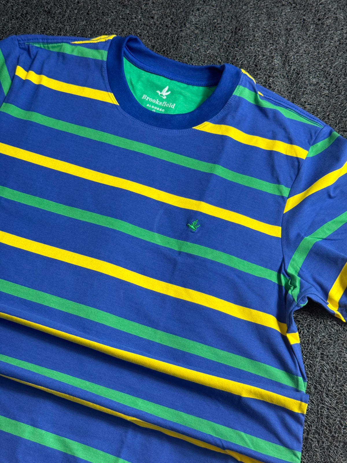 Camisa Listrada Brooksfield Masculina Azul — Estilo Casual