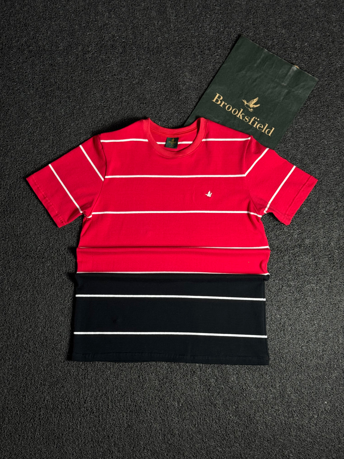 Camisa Listrada Brooksfield Masculina Vermelha — Estilo Casual