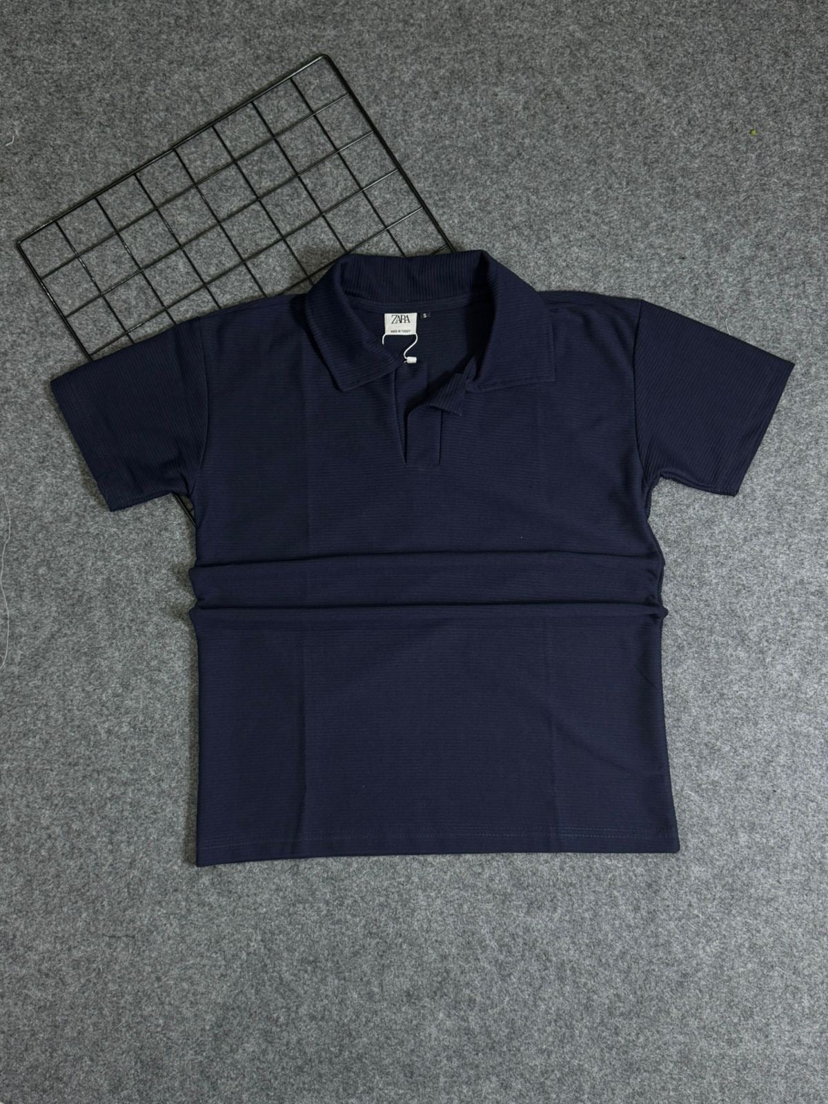 Polo em Tricô Zara Masculina Azul-marinho — Gola Polo Clássica