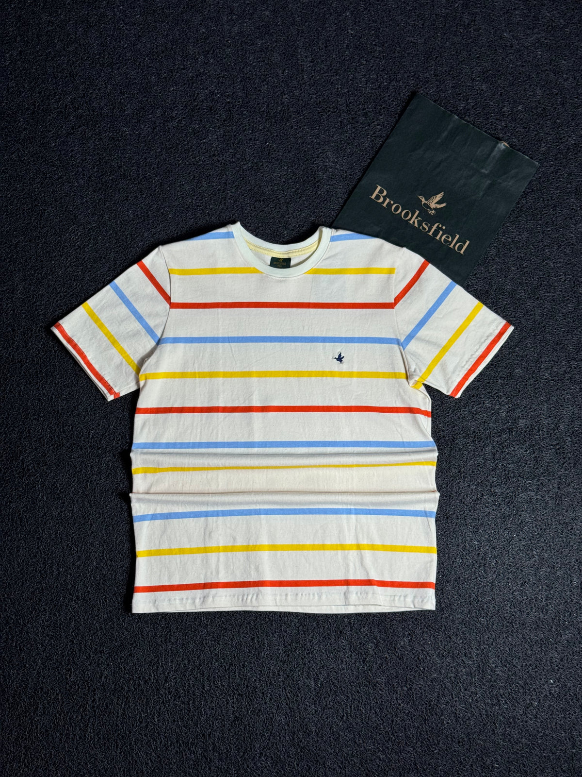 Camisa Listrada Brooksfield Masculina Cinza — Estilo Casual