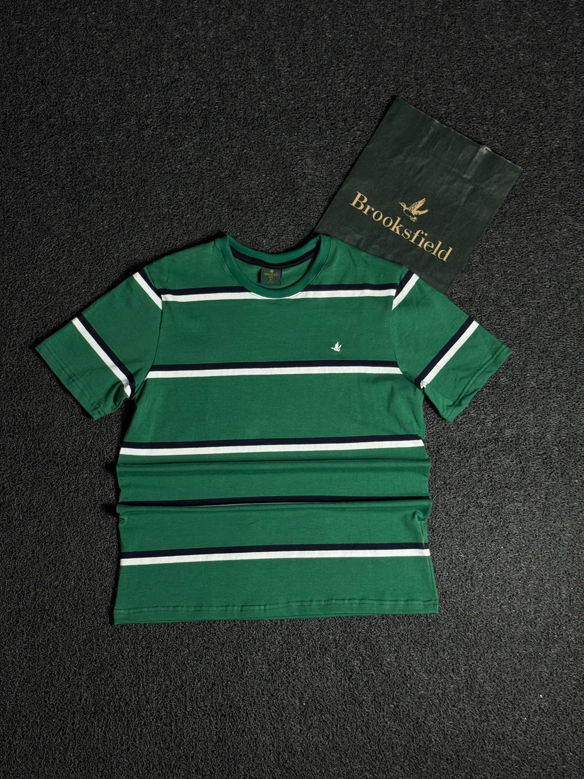 Camisa Listrada Brooksfield Masculina Verde — Estilo Casual